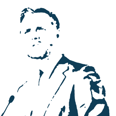 Screenprint-style portrait of JD Vance speaking at a lectern