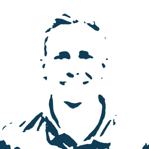 Screenprint-style portrait of Paul Brown